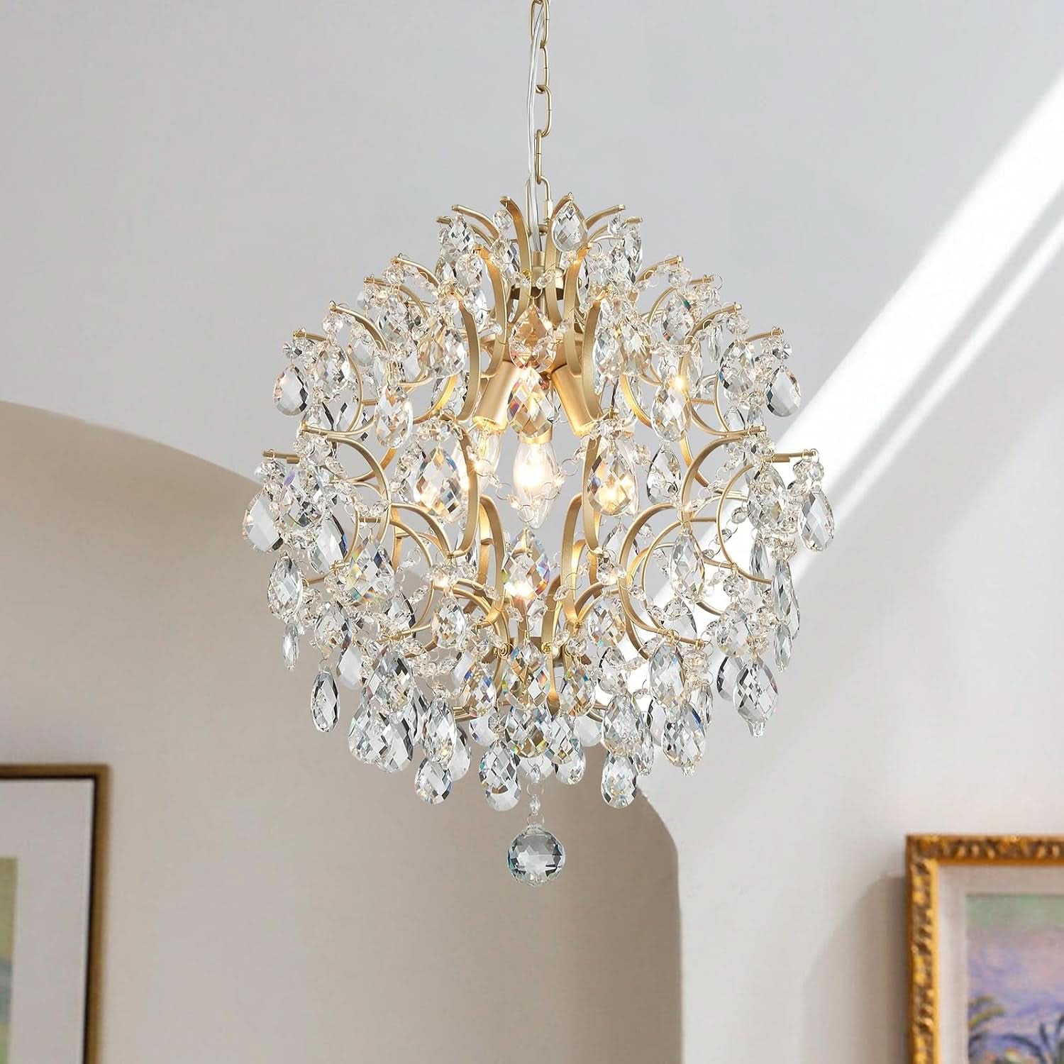 Gold Crystal Raindrop Chandelier