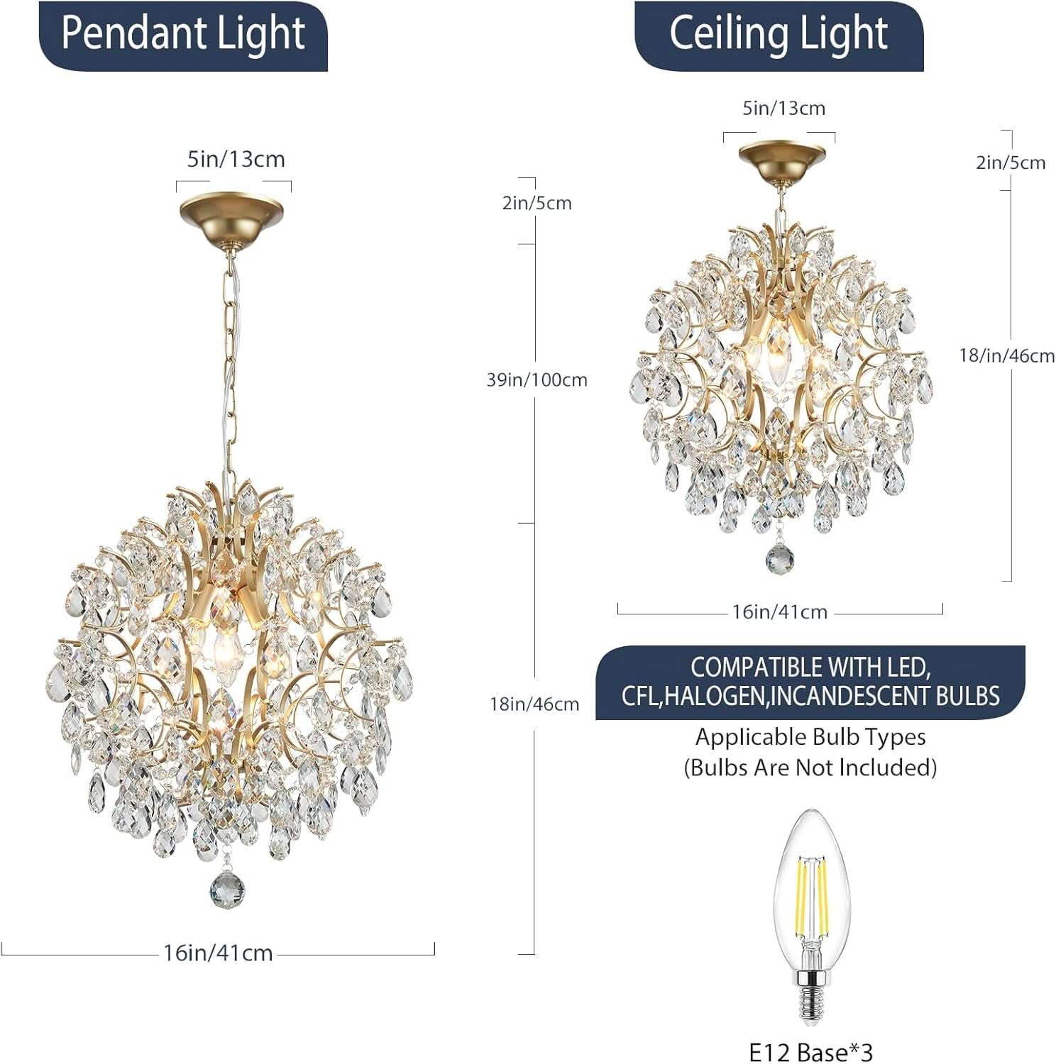 Gold Crystal Raindrop Chandelier