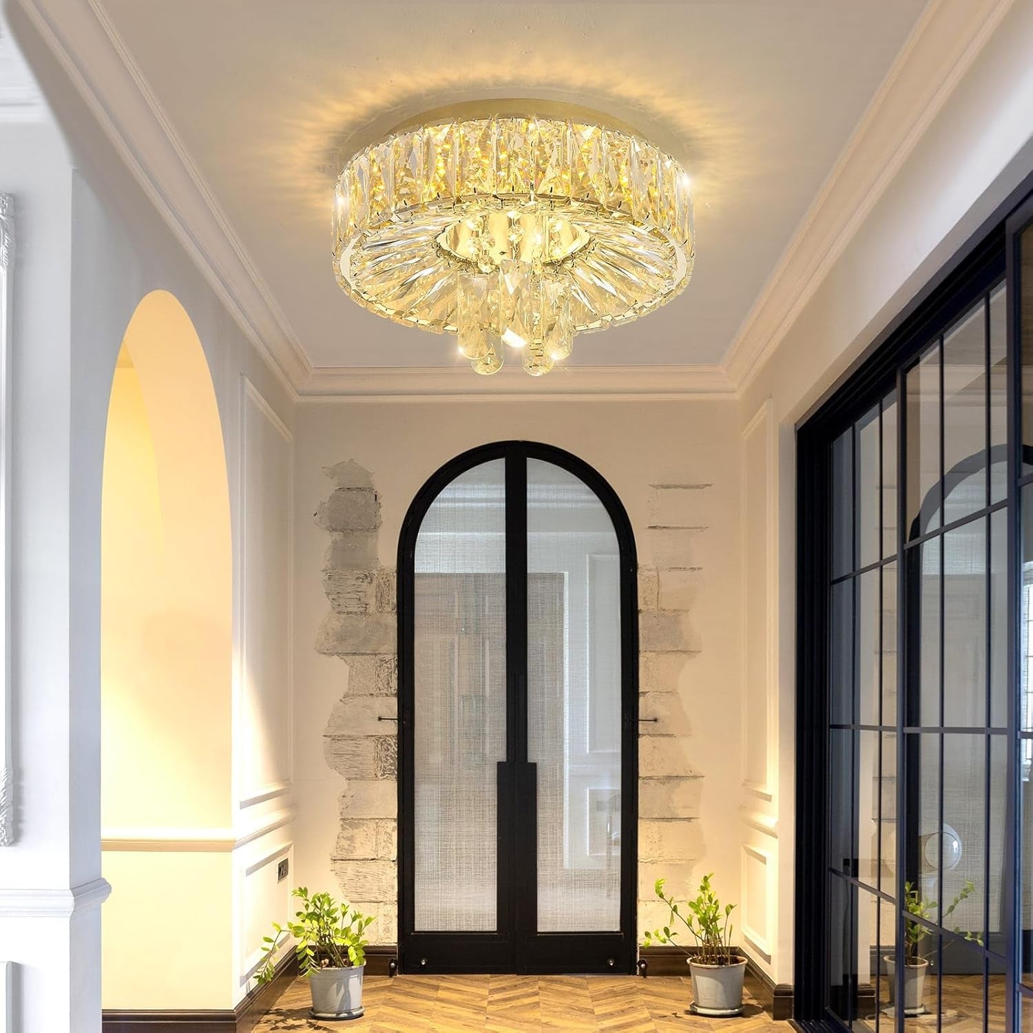 Mini Crystal Chandelier 11.8In Diameter Dimmable Light-3