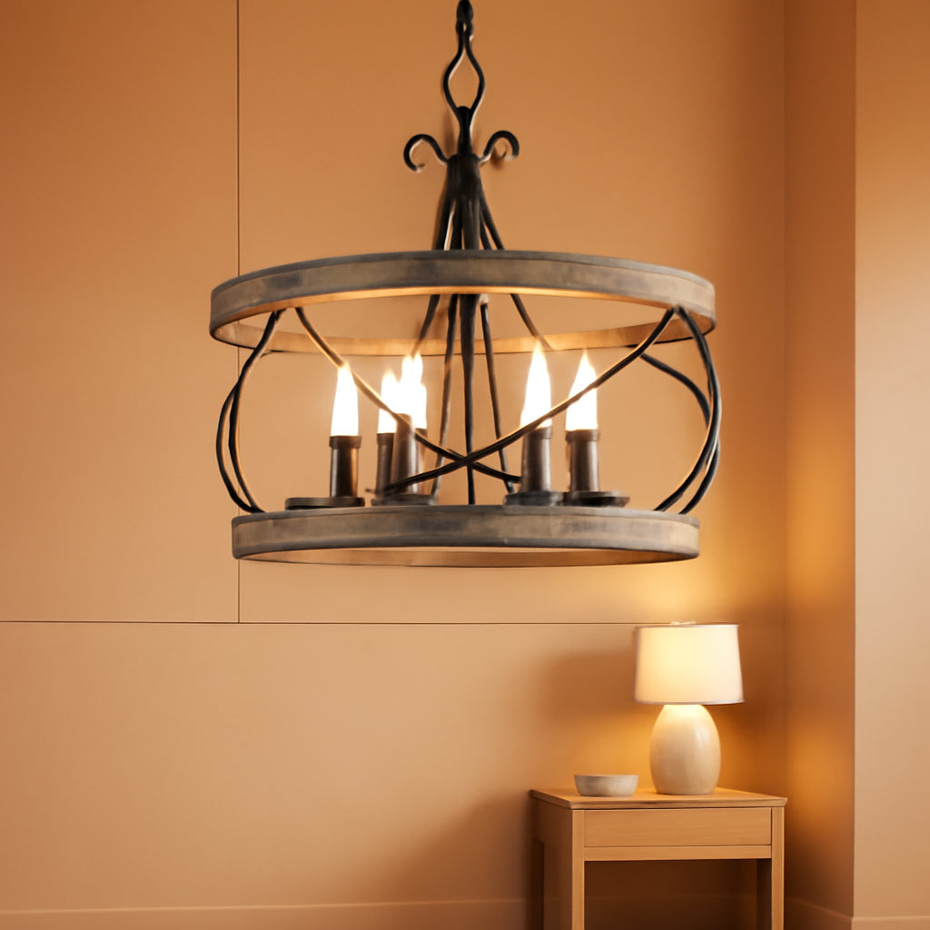 15.7 Inches Farmhouse Chandelier Five Light Dining-0