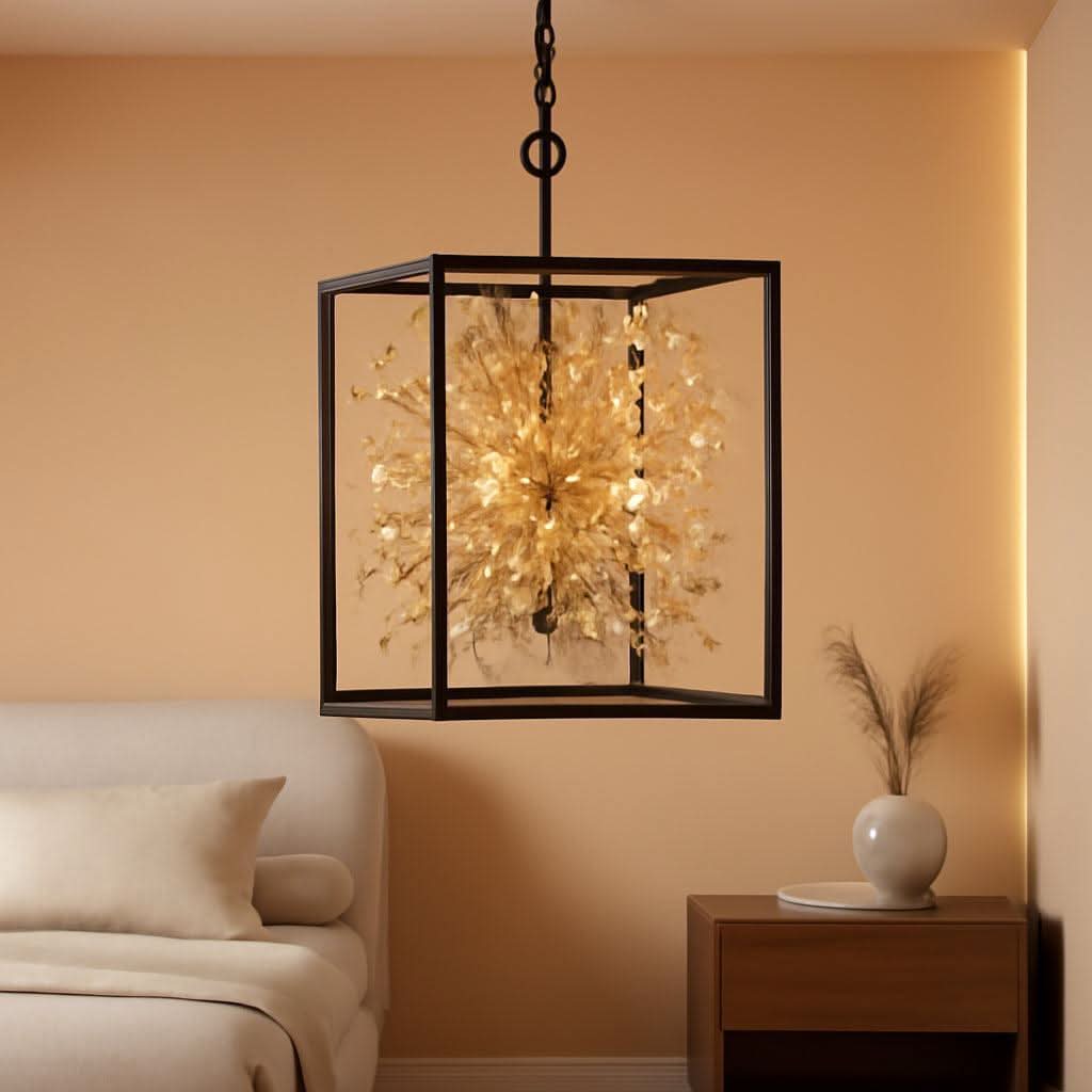Metallic Blackened Gold Crystal Chandelier Four Light-0