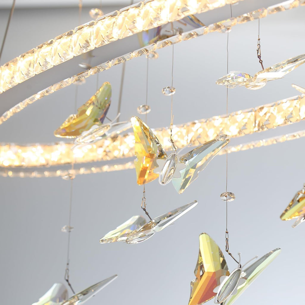 32 Inch Crystal Butterfly Chandelier Adjustable Light-3