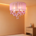 Pink 13Inch Light Chandelier With Handmade Lampshade-0