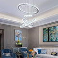 Crystal Ring Chandelier With Cool White Lighting