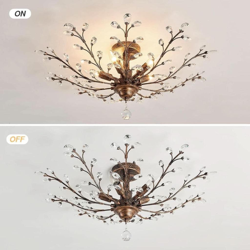 Bronze Five Light Vintage Crystal Chandelier Dimmable-3