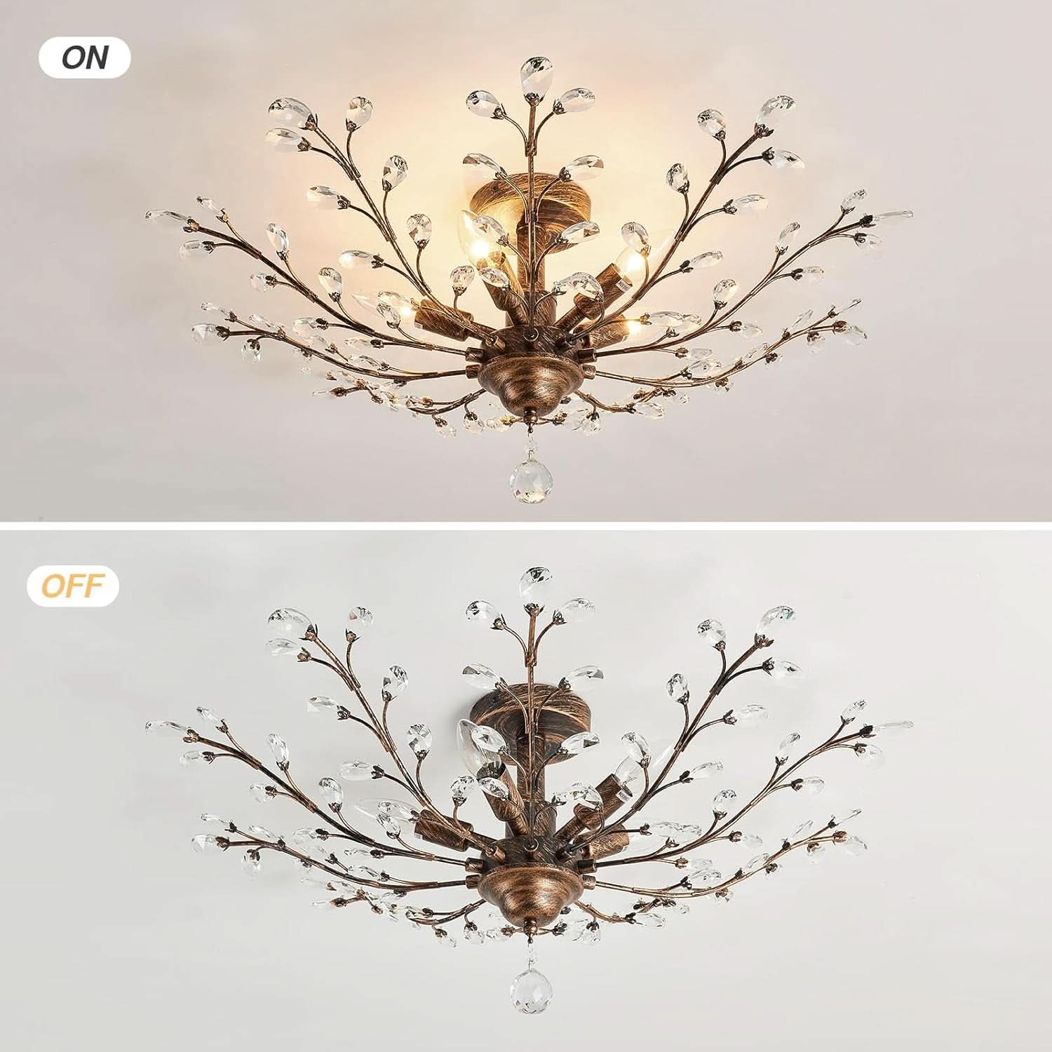 Bronze Five Light Vintage Crystal Chandelier Dimmable-3