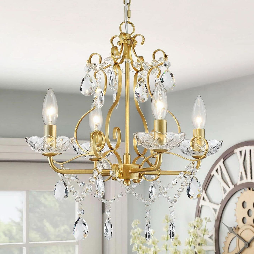 Gold Finish Crystal Pendant Chandelier Lighting
