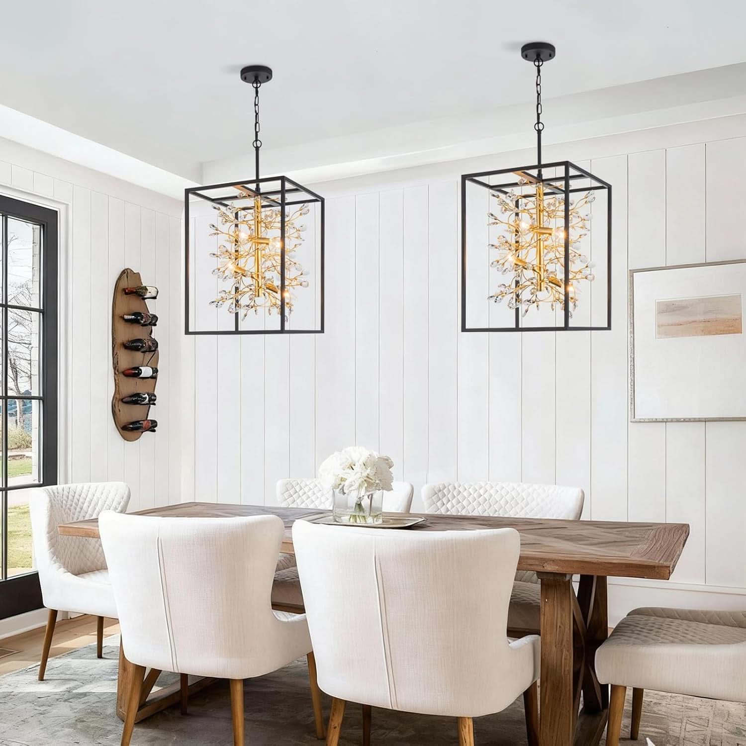 Metallic Blackened Gold Crystal Chandelier Four Light-4