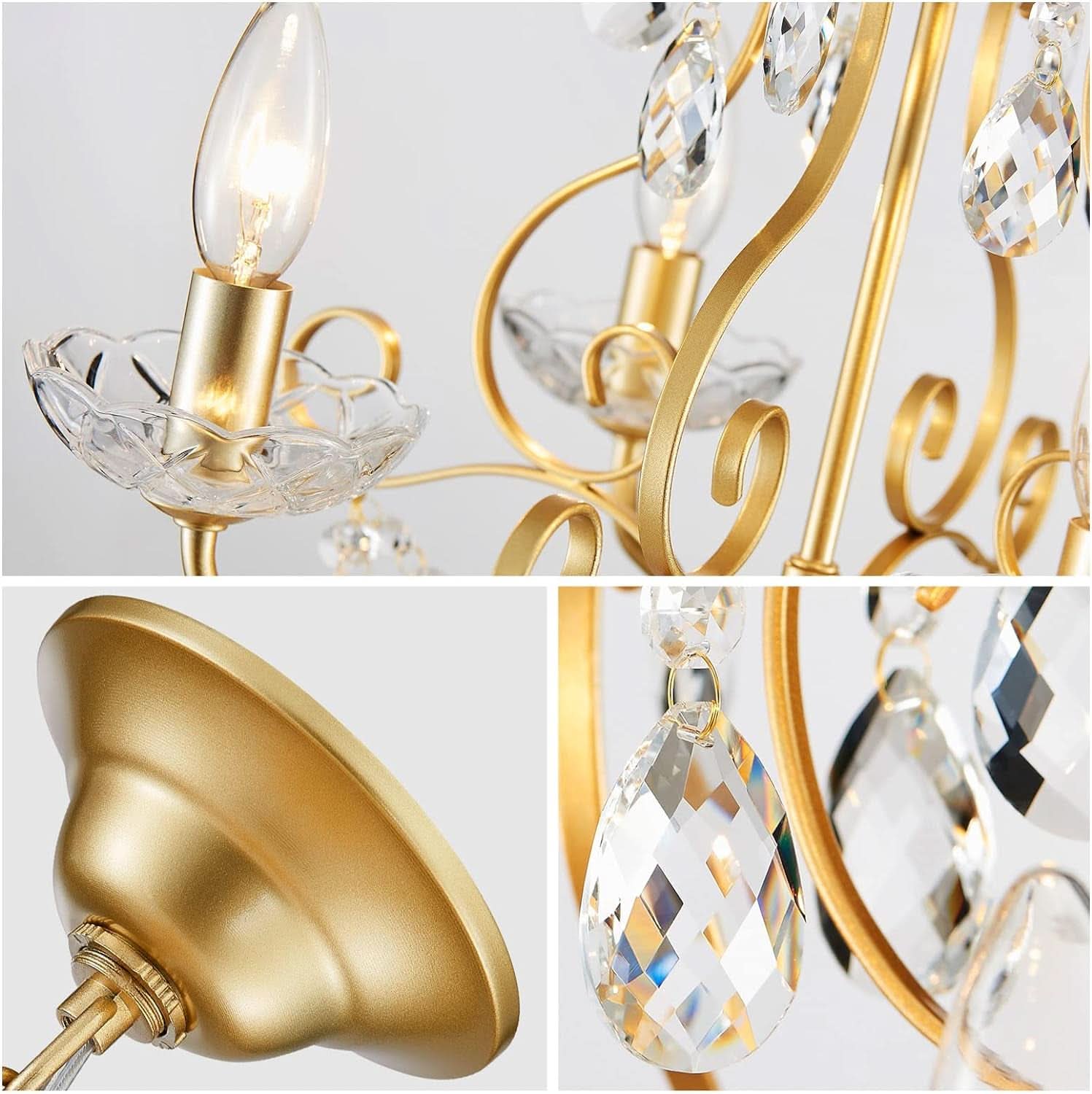 Gold Finish Crystal Pendant Chandelier Lighting