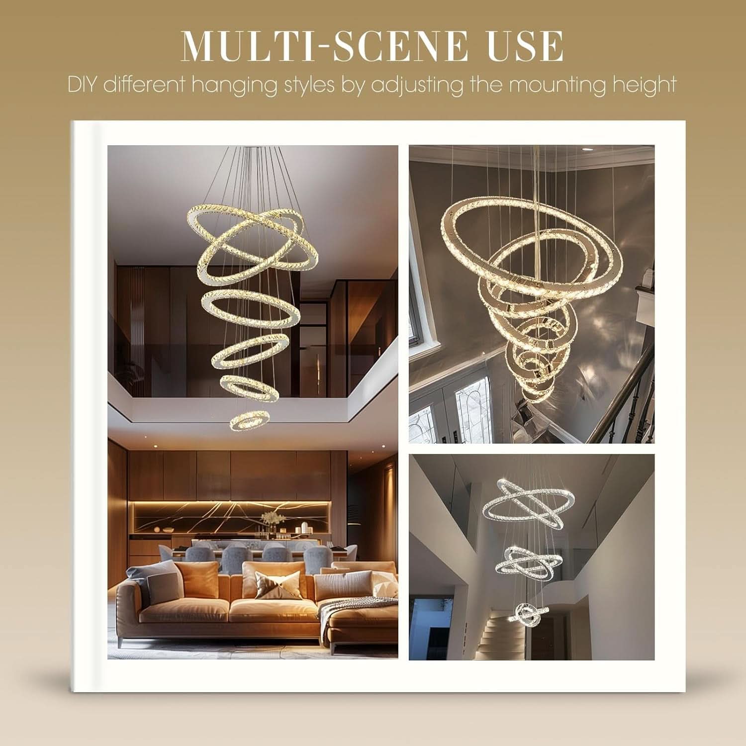 Modern Six Ring Crystal Chandelier Lighting