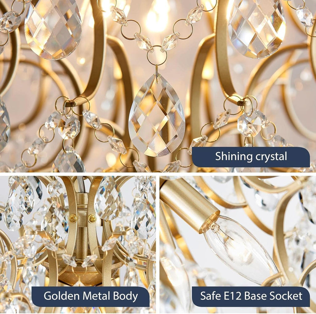 Gold Crystal Raindrop Chandelier