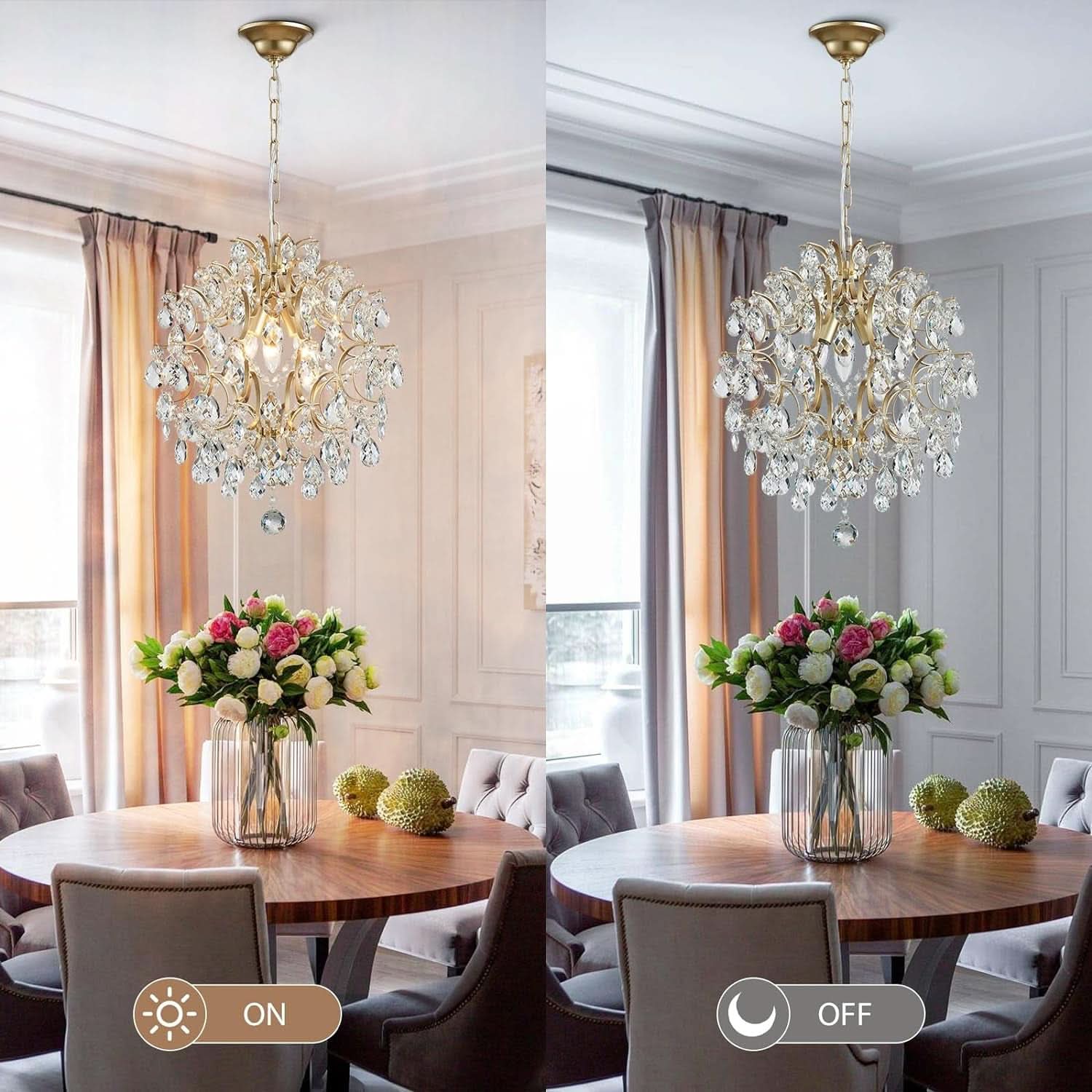 Gold Crystal Raindrop Chandelier