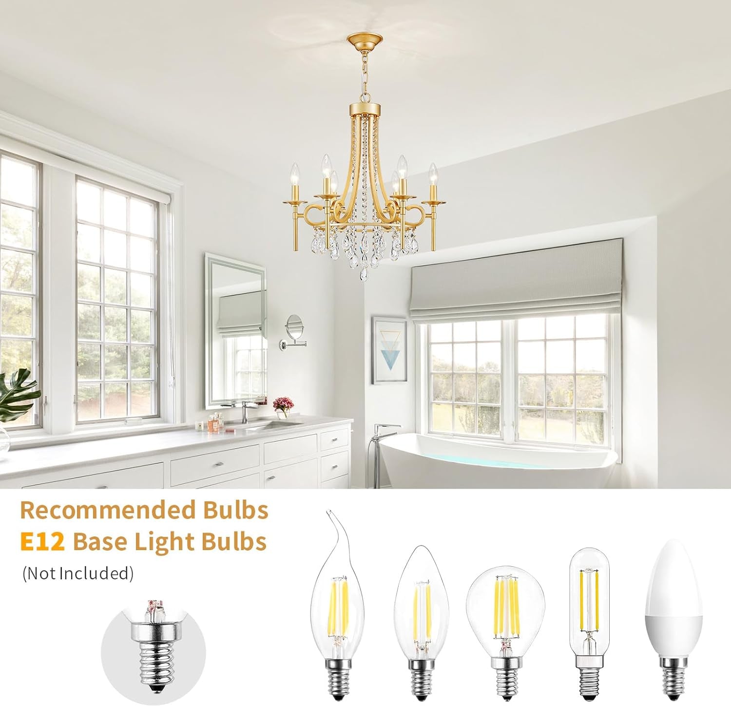 Gold Round Luxurious Crystal Chandelier Six Luminaires-4