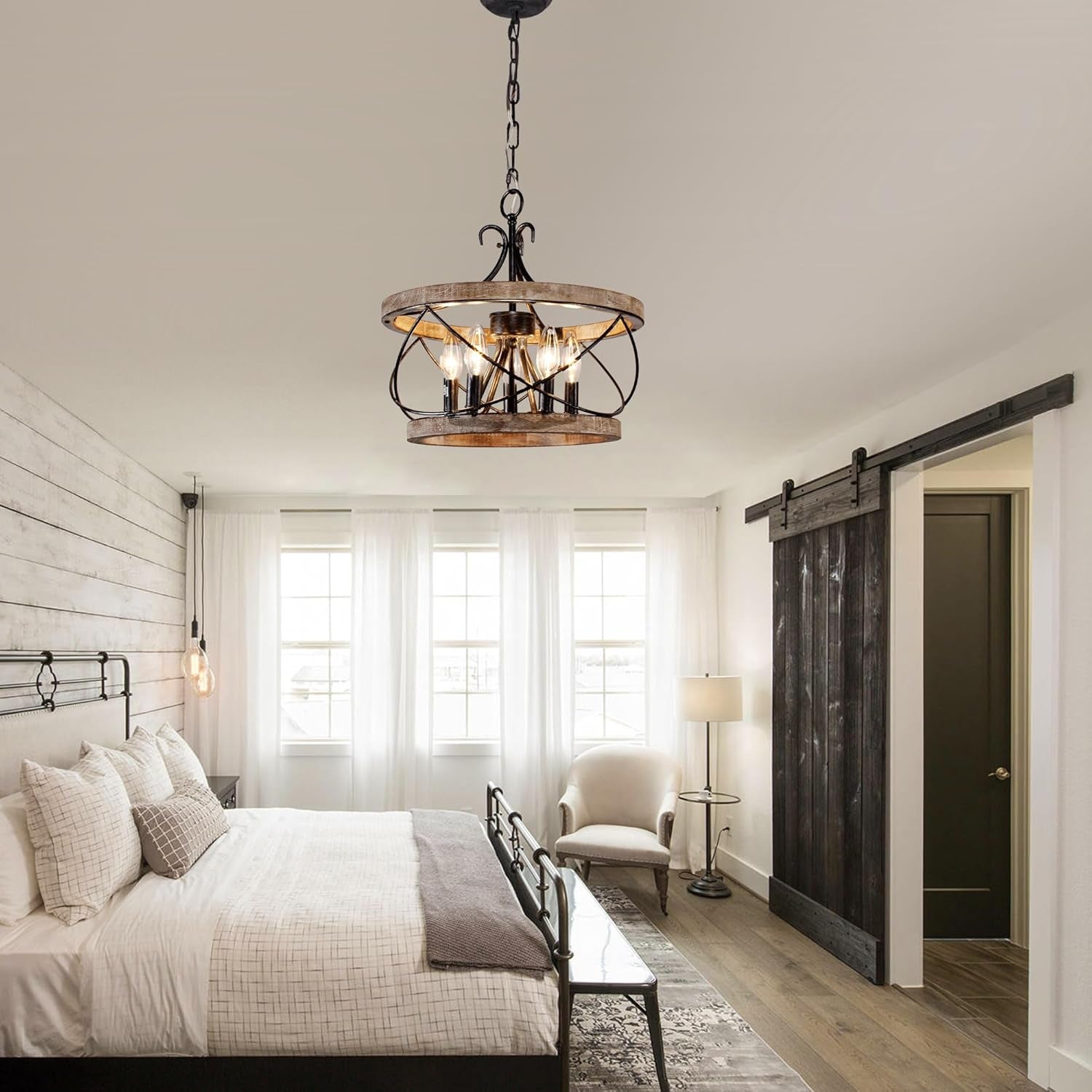 15.7 Inches Farmhouse Chandelier Five Light Dining-1