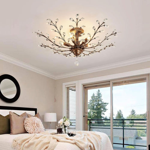 Bronze Five Light Vintage Crystal Chandelier Dimmable-1