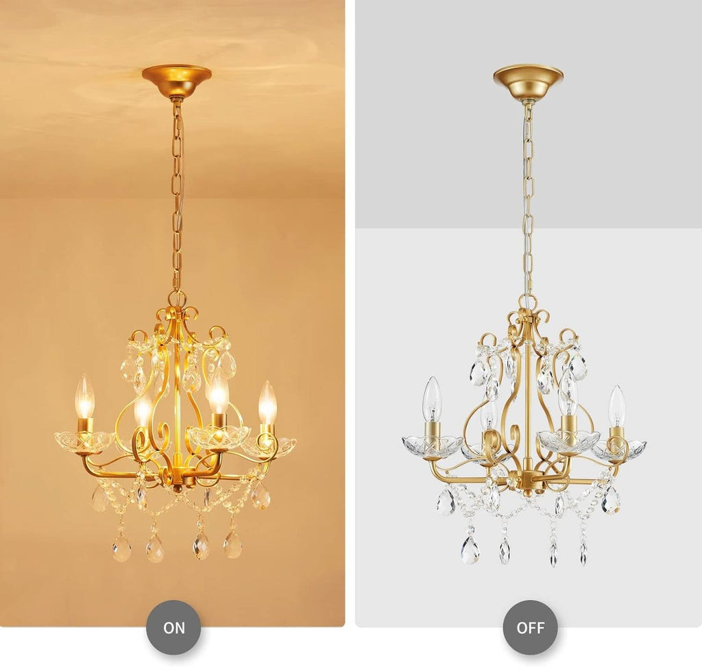Gold Finish Crystal Pendant Chandelier Lighting