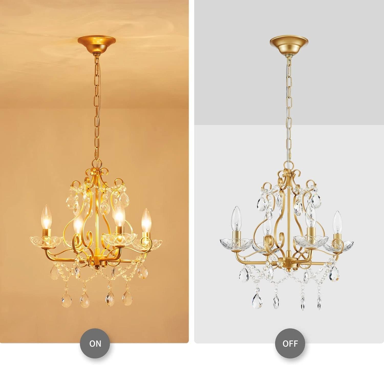 Gold Finish Crystal Pendant Chandelier Lighting
