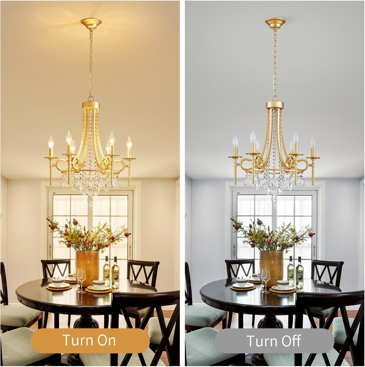Gold Round Luxurious Crystal Chandelier Six Luminaires-2