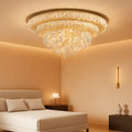 24in Crystal Chandelier Flush Mount Remote Control-0
