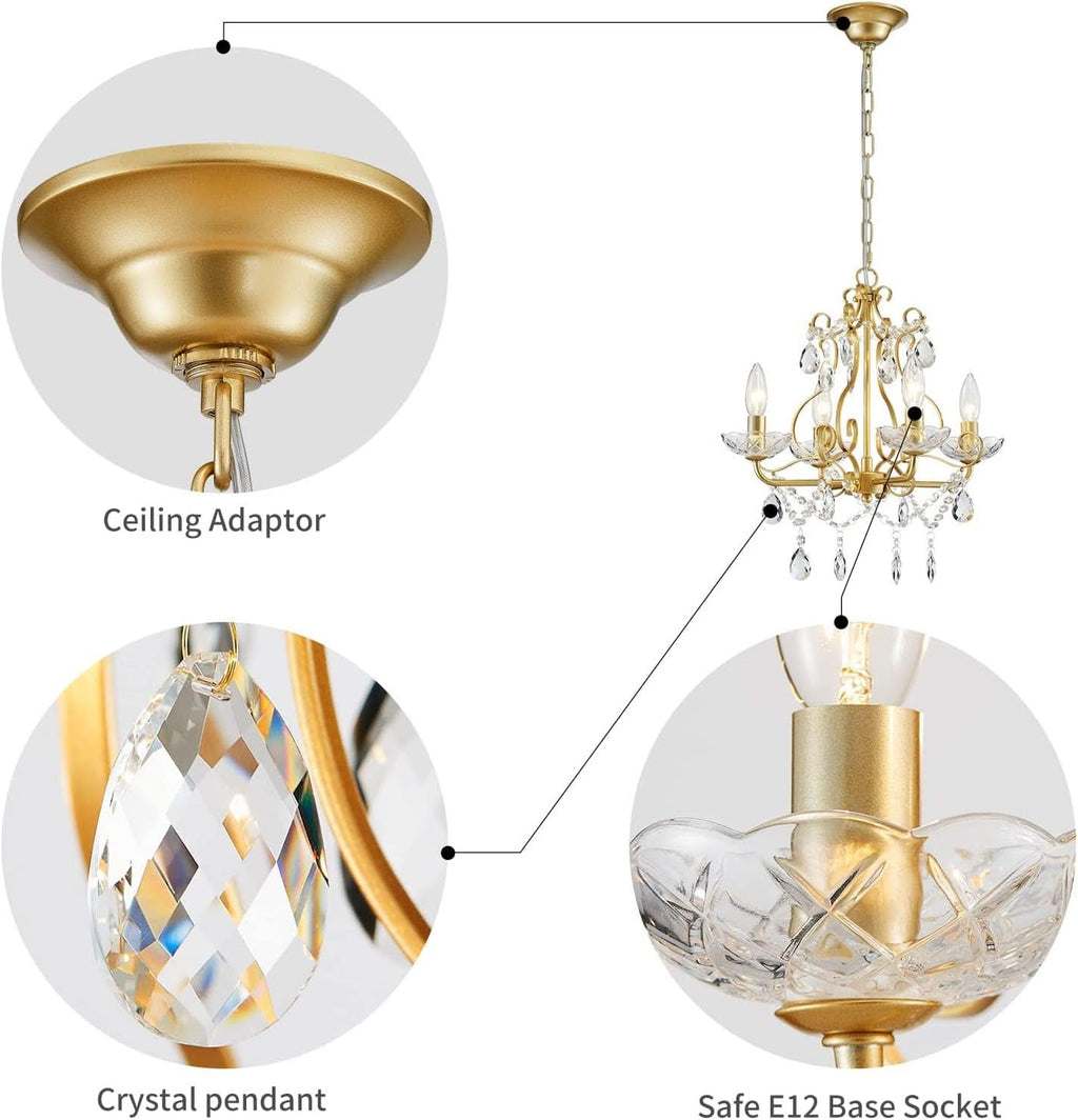 Gold Finish Crystal Pendant Chandelier Lighting