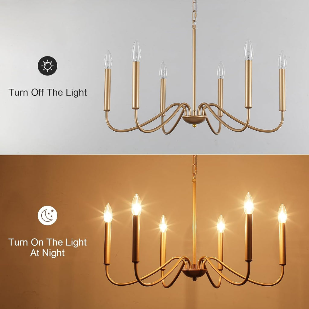 Golden Farmhouse Chandelier Dining Room Six Lights-4