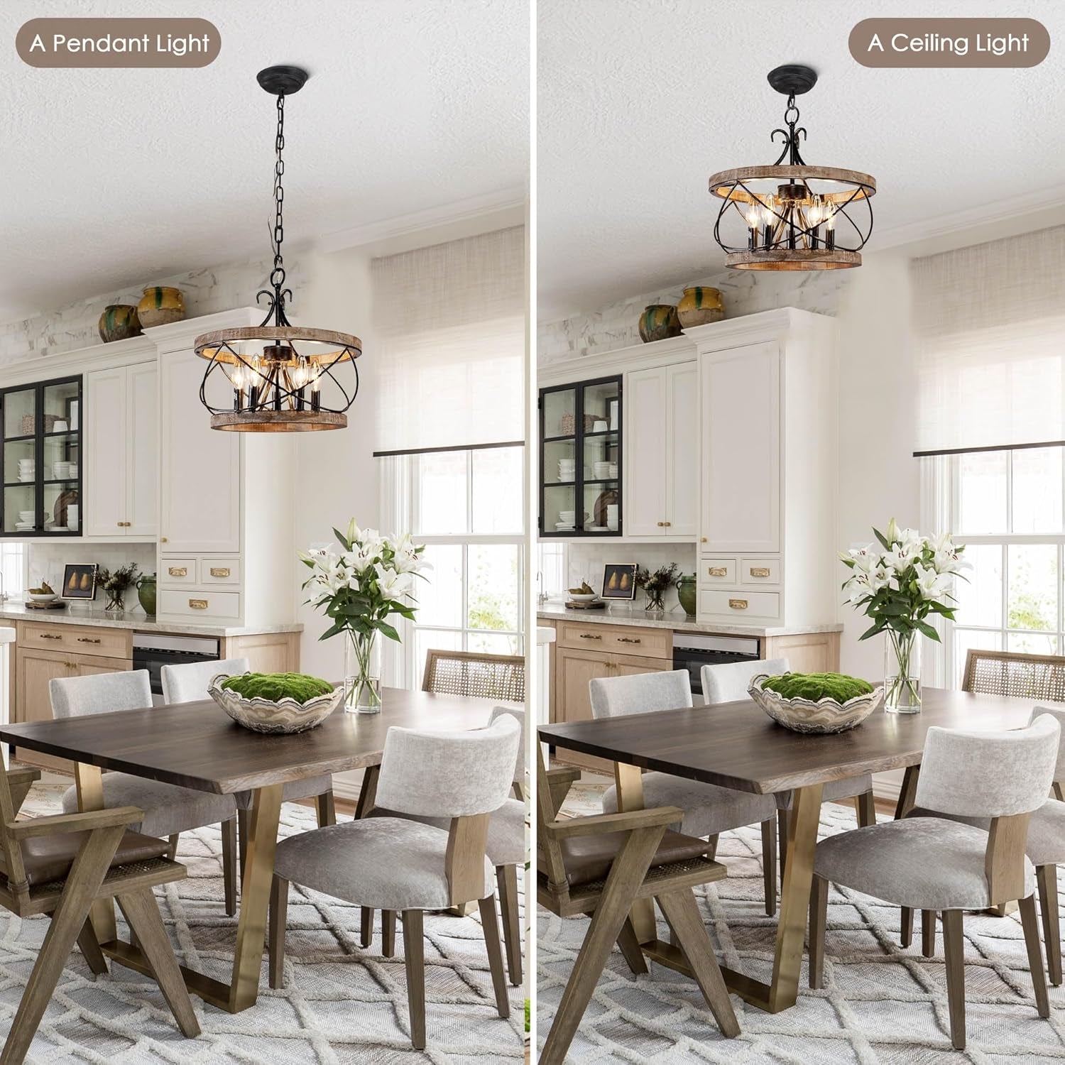 15.7 Inches Farmhouse Chandelier Five Light Dining-2