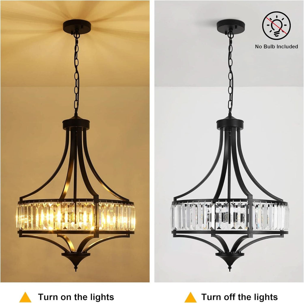 20 Inch Black Crystal Farmhouse Chandelier Pendant-4