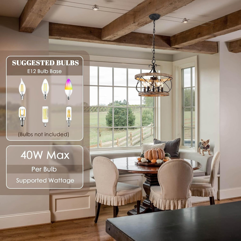15.7 Inches Farmhouse Chandelier Five Light Dining-3