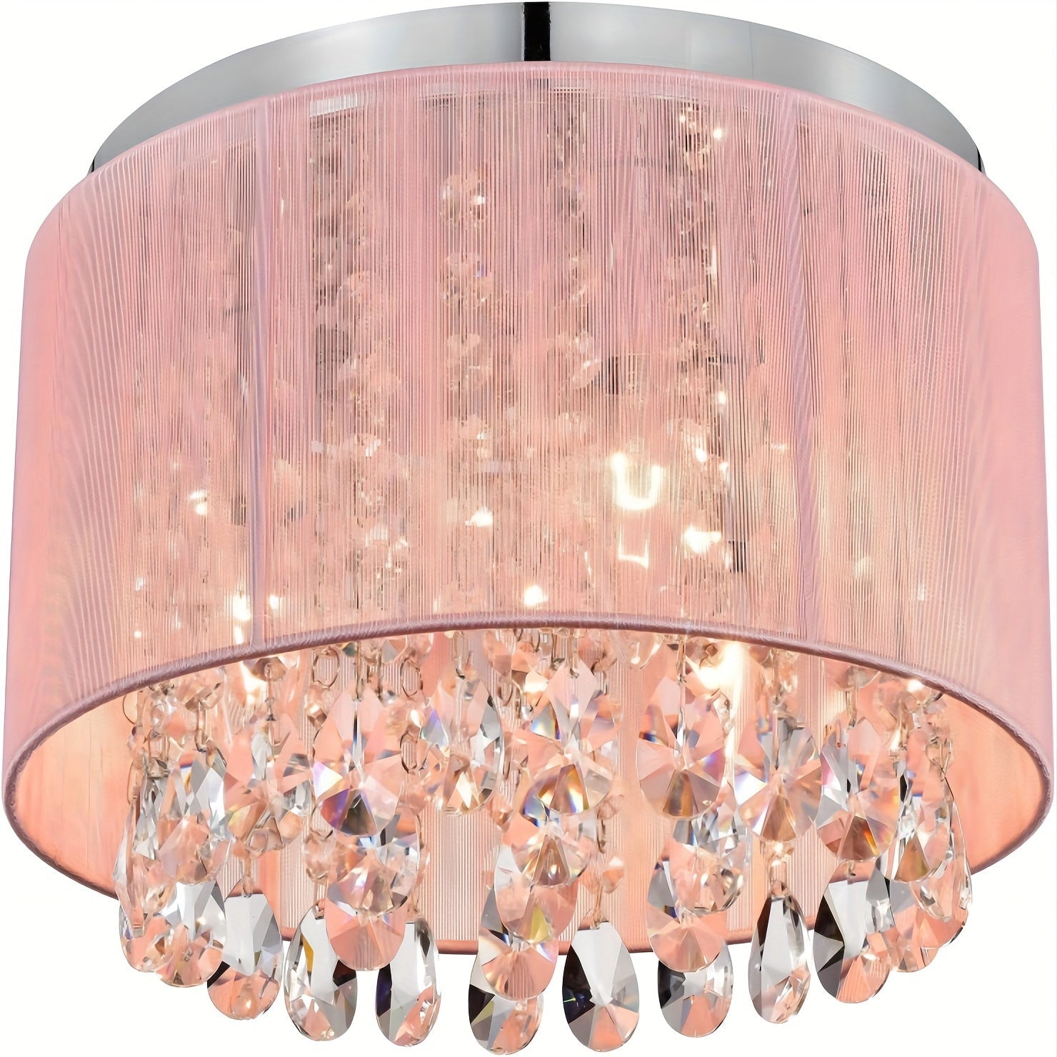 Crystal Chandelier With Flush Mount Ceiling Light