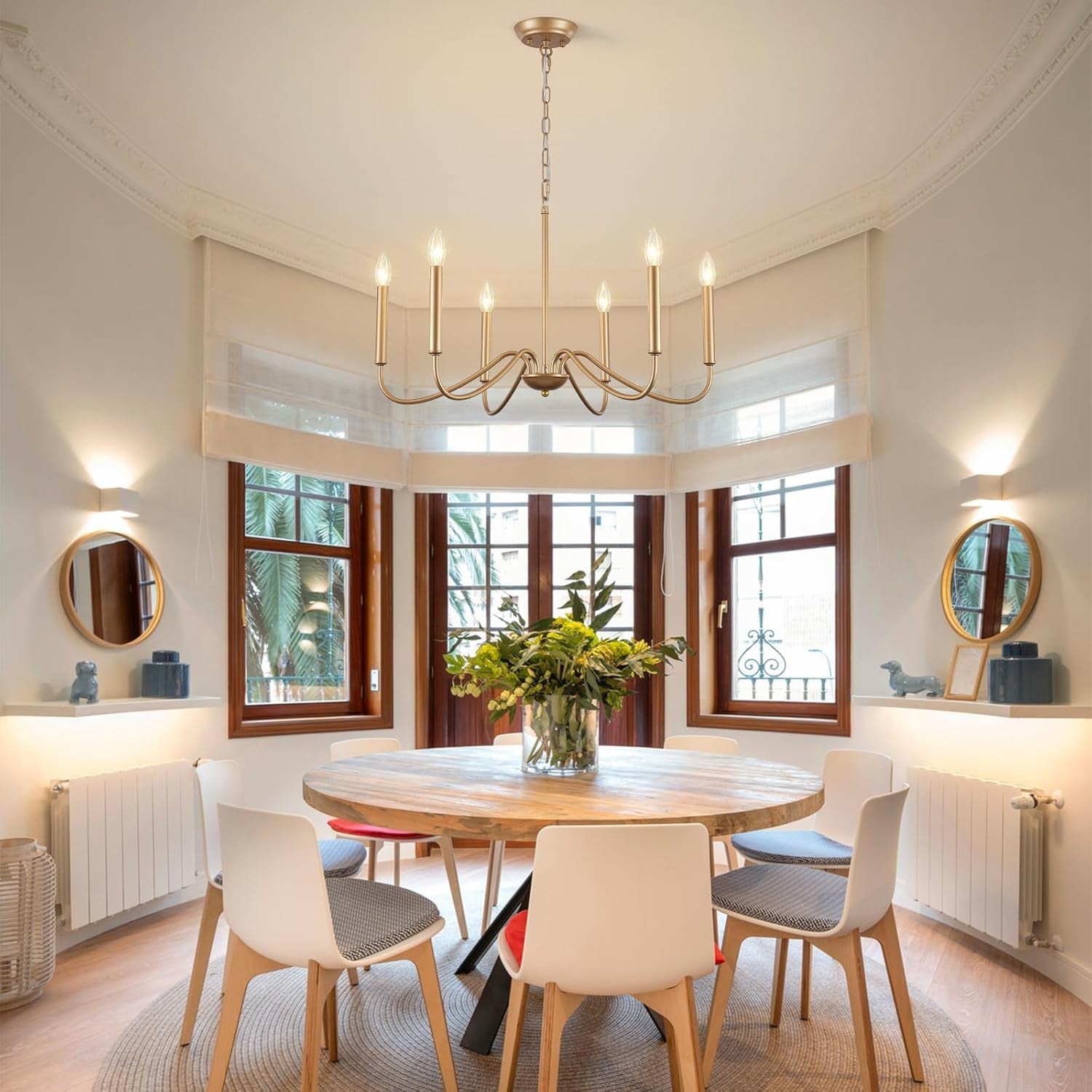 Golden Farmhouse Chandelier Dining Room Six Lights-2