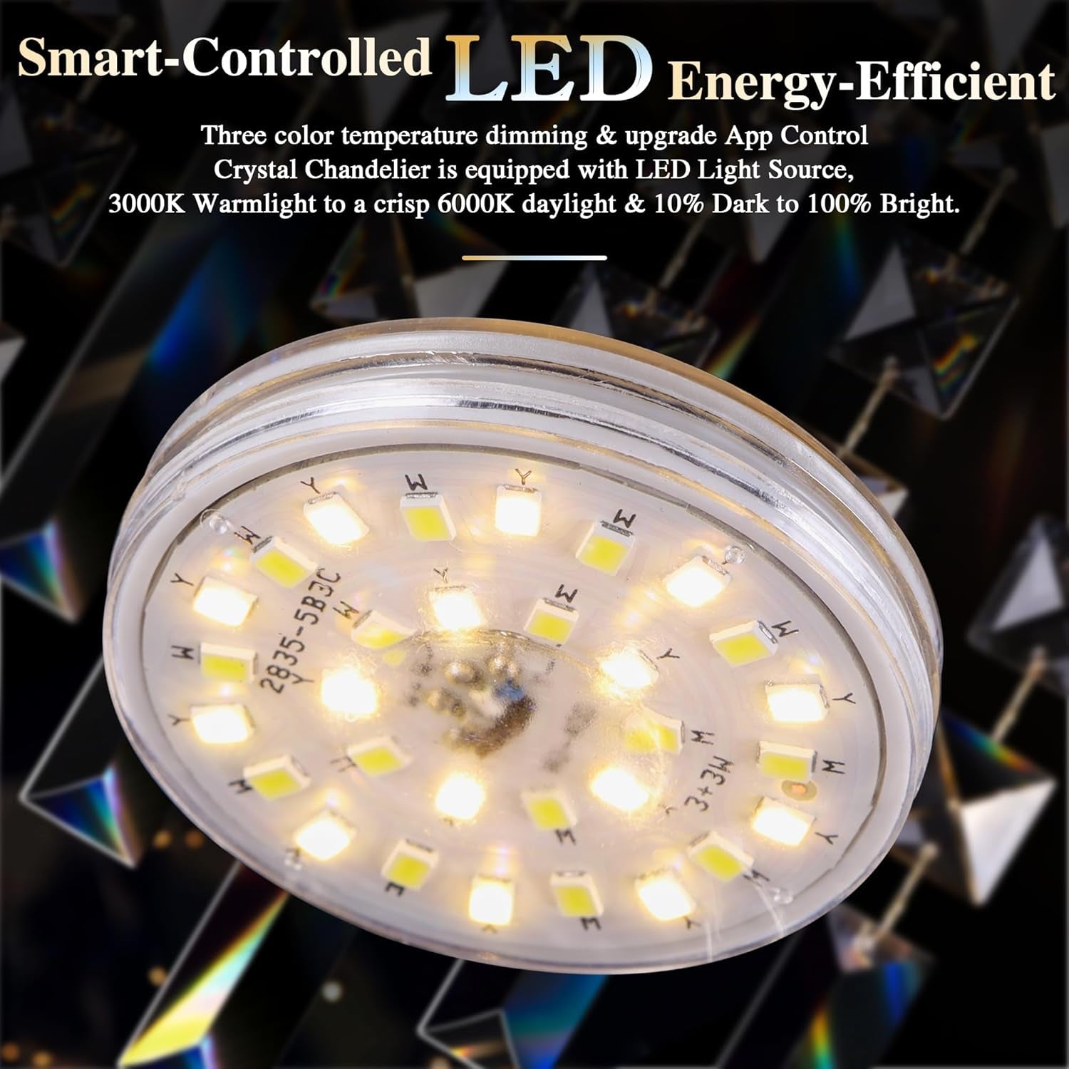 24in Crystal Chandelier Flush Mount Remote Control-2