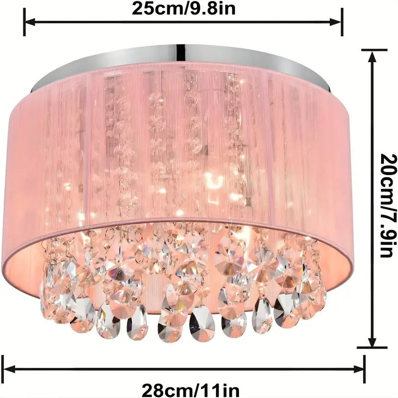 Crystal Chandelier With Flush Mount Ceiling Light