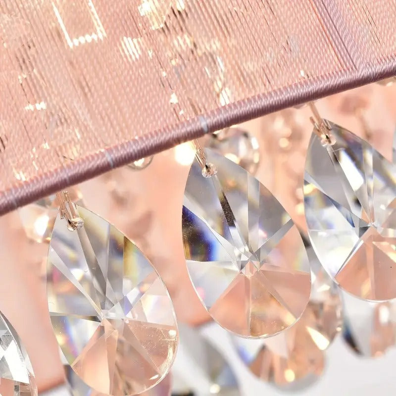 Crystal Chandelier With Flush Mount Ceiling Light